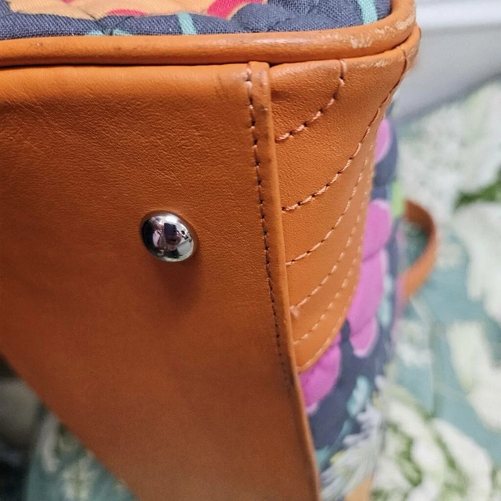 Vera Bradley satchel Caroline Jazzy‎ Blooms w orange leather details and accents